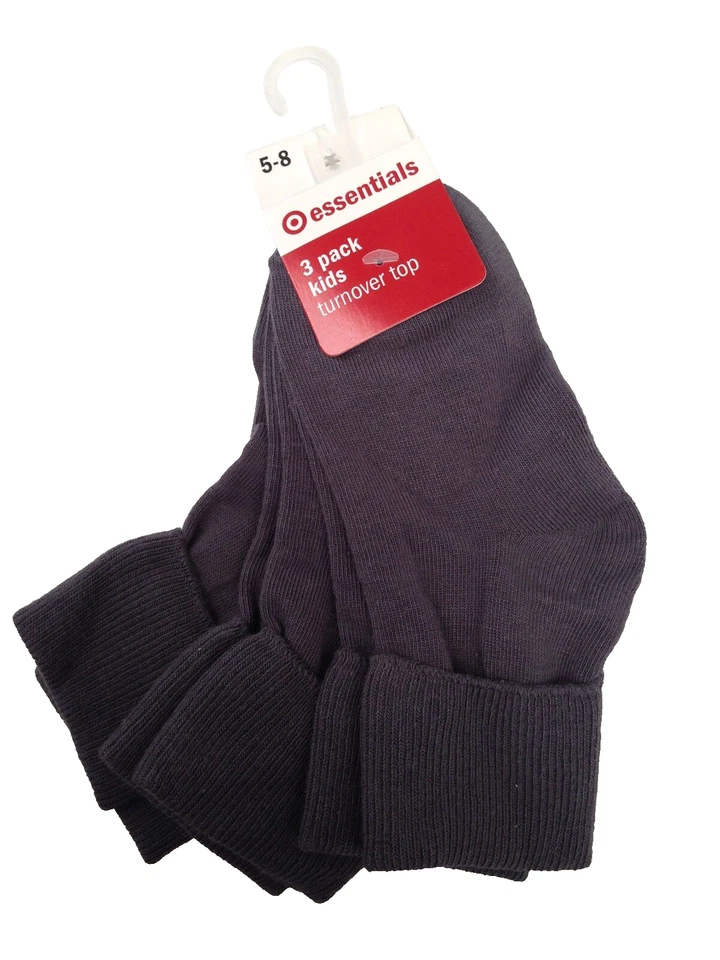 BNWT Little Boys Girls Pack of 3 Target Turnover Top Grey School Socks Sz 9 - 12 - Image 1 of 1
