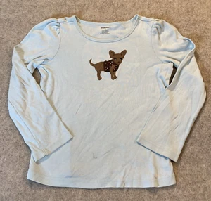 Gymboree Girls 7 Chihuahua Applique Light Blue Long Sleeve Top Shirt - Picture 1 of 7