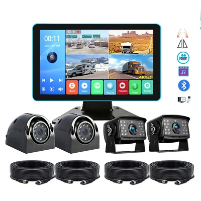 4K RV Backup Camera System 9" Monitor for Truck Bus Rear Side View DVR Recording - Image 1 of 4