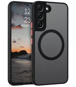 Für Samsung Galaxy S22 Stoßfest MagSafe Matt Case Magnet Full Cover Schwarz - Bild 1 von 9