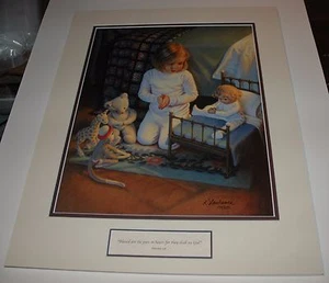 Kathy Lawrence THE LORD'S BLESSING Child's Prayer 16x12 Limited Ed matted print - Picture 1 of 3