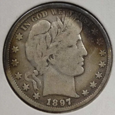 1897 Barber Half Dollar, Very Good+, Original    0418-07 - Image 1 of 2