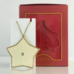 Lenox Porcelain Star Shaped Ornament with Gold Color Trim & Tassel with Box - Picture 1 of 7