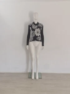 VTG 90's Kenzo Floral Jumper UK 8 10 EU 36 38 Black & Grey Wool Vintage Checked - Picture 1 of 20