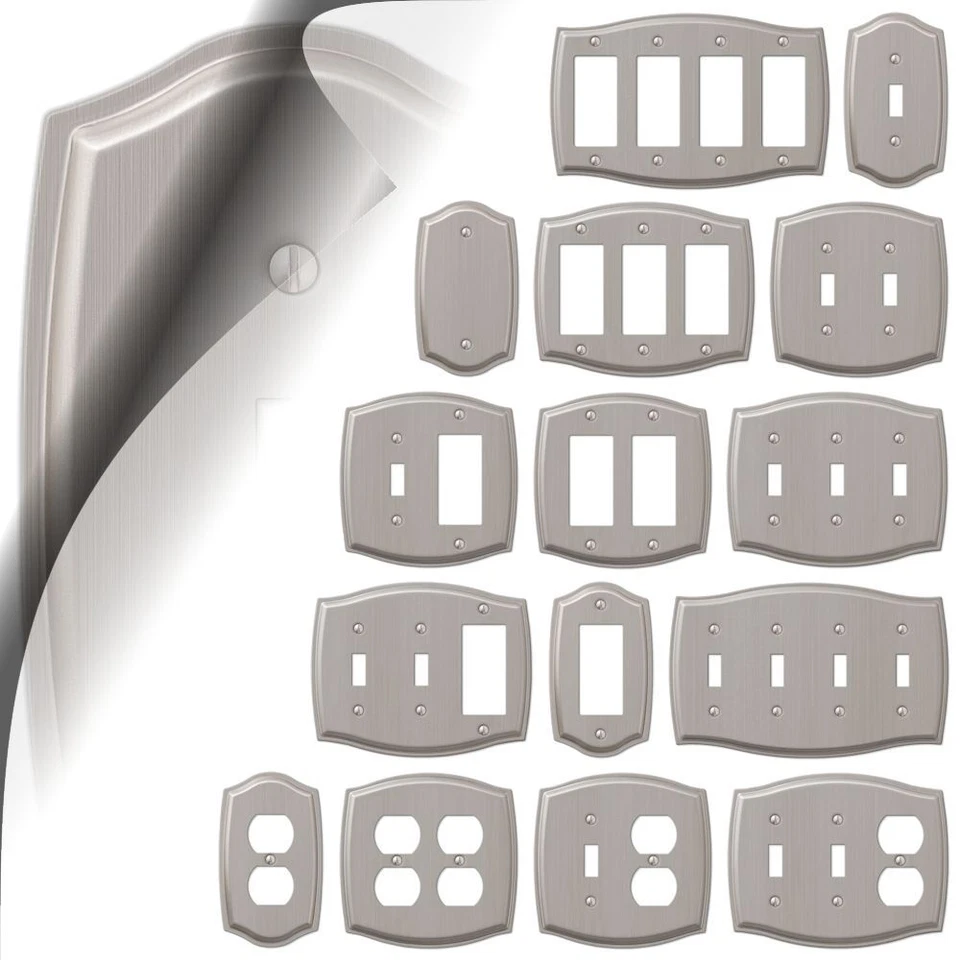 Sonoma Brushed Nickel Switch Plate Outlet Cover Toggle Rocker Duplex Wallplate - Image 1 of 1