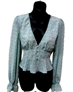 TOP in VINTAGE Style 40's ERA ~ MORNING MIST ~ Micro Pattern TOP ~ Size 12 - Picture 1 of 2