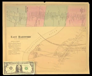Antique East Hartford Map Connecticut Hartford Providence and Fishkill Railroad - Picture 1 of 11