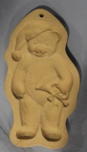 Brown Bag Cookie Art Mold 1990 Adorable Christmas Teddy Bear with Trumpet - Picture 1 of 3