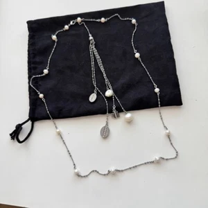 Ralph Lauren Dainty Necklace Fringe Silver Pearl Wedding Bride Backdrop Drape - Picture 1 of 5