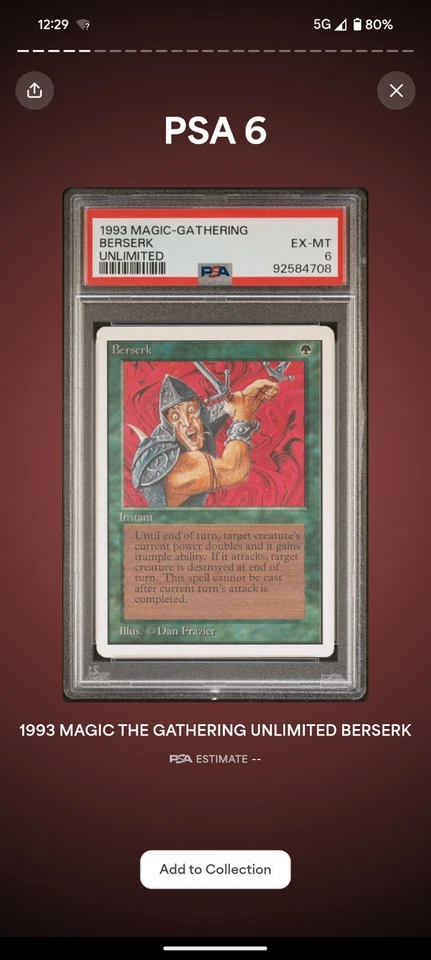 1993 Unlimited MTG Beserk PSA 6 💥💥💥💥💥 - Image 1 of 1