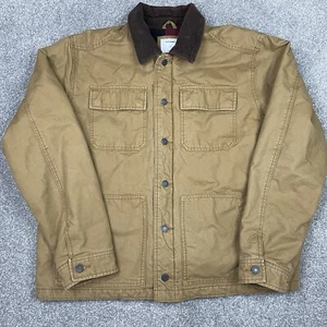 Old Navy Jacket Men 2XL XXL Brown Corduroy Collar Chore Coat Barn Flannel Lined - Picture 1 of 11
