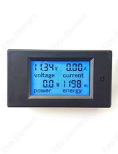 DC Battery Monitor 6.5-100V 100A LCD Voltage Current KWh Watt Power Combo Meter