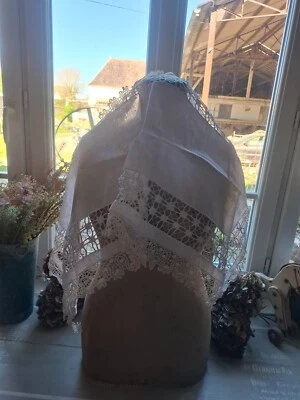 ancien napperon chemin de table a teinter  déco shabby - Photo 1/4