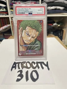US SELLER PSA 10 2022 One Piece TCG Zoro Alt Art OP-01 Card Japanese Gem Mt - Picture 1 of 4
