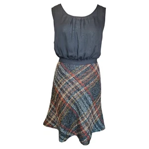 NEXT Chiffon & Karo Tweed Top Rock Kleid Damen Größe UK 10 - Bild 1 von 6