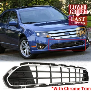 For Ford Fusion 2010-2012 2Pcs Front Bumper Lower Grille W/Chrome Molding Trim - Picture 1 of 12