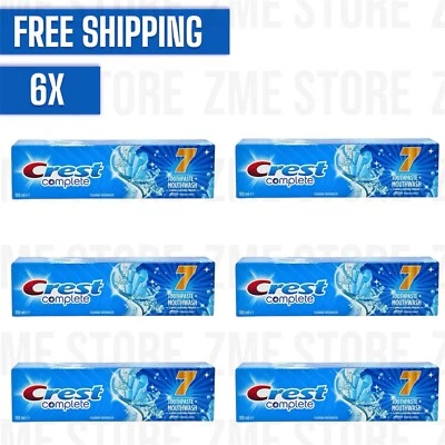 6x Crest COMPLETE 7 TOOTHPASTE + MOUTHWASH Toothpaste Long Lasting Fresh (100ml) - Image 1 of 3