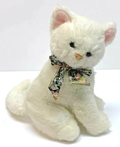 Gund 1992 weiße Katze Katze Plüsch Kätzchen 8 Zoll Vintage Stofftier sitzende Schleife - Bild 1 von 10