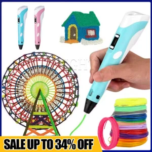 3D Printing Pen Set Doodle Printer Drawing 12 Colours PLA Filament Gift For Kids - Picture 1 of 17