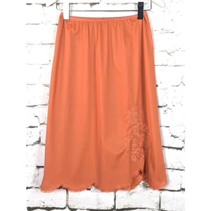 Vintage Vanity Fair Nylon Spitze 1/2 Slip Burnt Orange Coquette Cottage Medium  - Bild 1 von 7