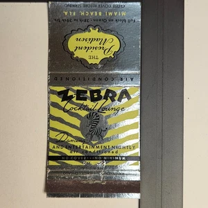 Zebra Cocktail Lounge Miami Beach 50er Jahre Silberfolie Streichholzheftchen - Bild 1 von 3