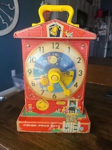 Vintage Fisher Price Music Box Teaching Clock 1968 - Works - Picture 1 of 9