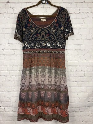 IVKO Multicolor Floral Short Sleeve Knit Sweater Midi Dress Size 40 - Image 1 of 4