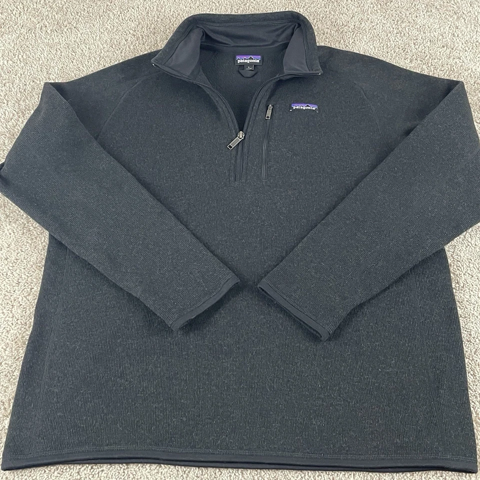 Suéter Patagonia Better Para Hombre Grande Negro 1/4 Cremallera Pullover Polar 25522 RT Foto 1 de 4