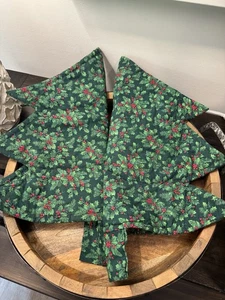 Set/2 Vintage Handarbeit Weihnachtsbaum Tischsets 18" Stechpalme Baumwolle Landhaus Kern - Bild 1 von 6