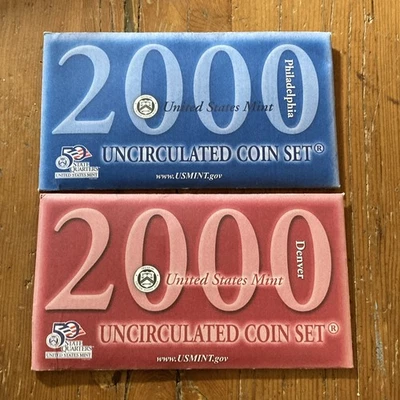 2000 P and D US Mint ANNUAL Uncirculated 20 Coin Set BU Coins COA and Envelope - Image 1 of 4