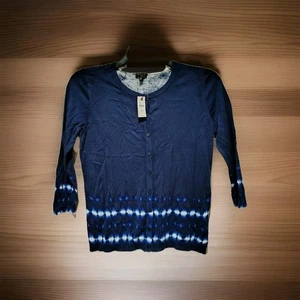 TALBOTS NAVY TYE DYE SWEATER NEW M Petite - Picture 1 of 4