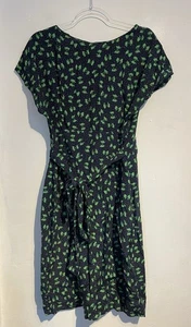 South bow print dress size 16 tie waist retro cute style green polka dot - Picture 1 of 7