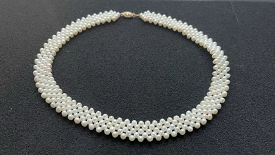 Multi Strand Baby Pearl Cluster Rope Necklace w/ 10k Yellow Gold Clasp 16 Inches - Image 1 of 4
