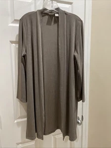 Chicos Travelers women Gorgeous Taupe Open Front Beautiful Cardigan Sz 1 - Picture 1 of 3