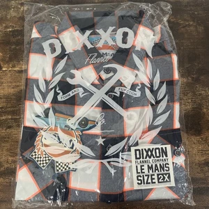 Dixxon Flannel Le Mans 10 Jahre Herren 2XL XXL Weiß Schwarz Neon Kariert Hemd Neu - Bild 1 von 2