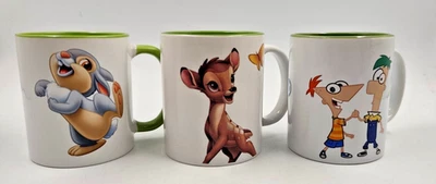 ☕ Disney Channel Tassen 3er Set – Bambi, Klopfer, Phineas & Ferb – grün innen! - Bild 1 von 4