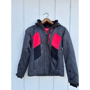 Obermeyer Gracey Jacket, Gray & Neon Red, Vents, Removable Hood, Sz XL 18/20 - Picture 1 of 6