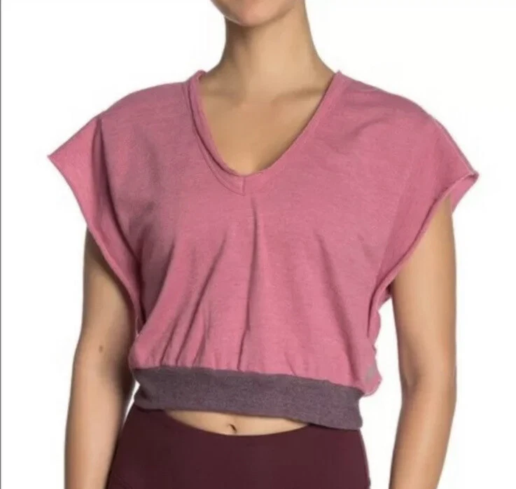 People Movement Happy Camper Crop Tee 2 Tone Pink L