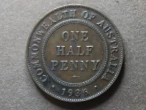 * 1936 HALFPENNY 6 PEARLS PARTIAL DIAMOND #KQU8 - Picture 1 of 8