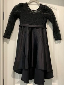 Grace Karin Black Sequin Dress Girls 7Y Satin Skirt Special Occasion Bow NWOT - Picture 1 of 18