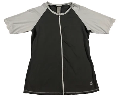 Tommy Bahama Mujer Top Erupción Protector de Natación Talla M Gris Cremallera Completa Mangas Cortas Foto 1 de 4