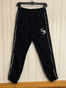 Nike 3 Brand Sweatpants Boys Size L Black Pant Splatter Trim Elastic Waist  - Picture 1 of 7