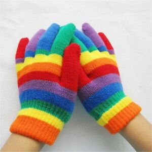 Childrens Rainbow Magic Gloves Boys Girls Warm Soft Stretch Fingers Wool Gripper