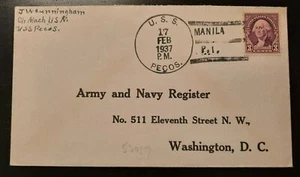 1937 USS Pecos Manila Philippines Army Navy Register Washington DC - Picture 1 of 2