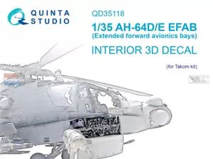 QTSQD35118 1:35 Quinta Studio Interior 3D Decal - AH-64D AH-64E Apache EFAB - Picture 1 of 4