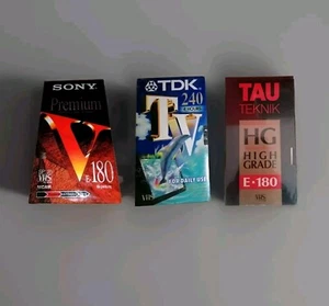 3 Vhs Vergini Nuove Sony Premium V 180 - TDK 240 - Tau Teknik E 180 - Foto 1 di 10