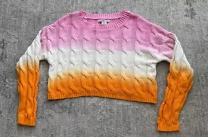 SINCERELY JULES 100% BAUMWOLLE ROSA-CREME-ORANCE Cropped Zopfmuster TOP GR. XS - Bild 1 von 6