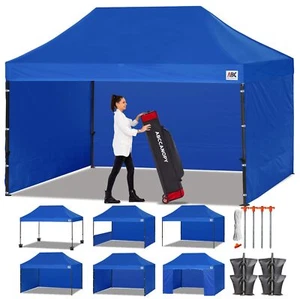 ABCCANOPY Heavy Duty Easy Pop up Canopy Tent with Sidewalls 10x15, Royal Blue - Picture 1 of 8