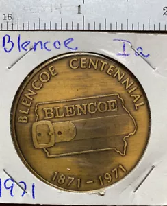 Medaglia Centenario Iowa - Blencoe, Iowa - 1871-1971 - La Fibbia della Cintura di Mais - Foto 1 di 2