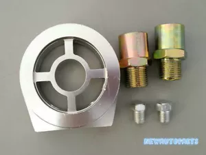 Aluminum Oil Filter Sandwich Plate Adapter 1/8 NPT 10AN Oil Cooler Silver New - Picture 1 of 6